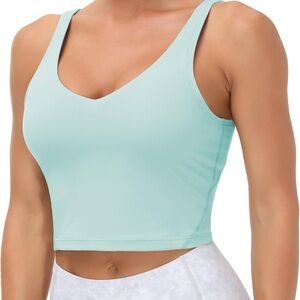 Blue Seamless Sports Bra with Wide Straps